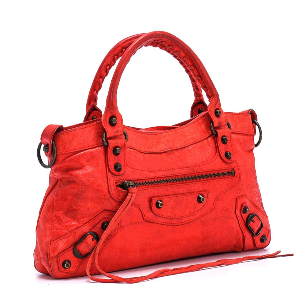 Balenciaga - Red Leather Small Motorcycle City Bag