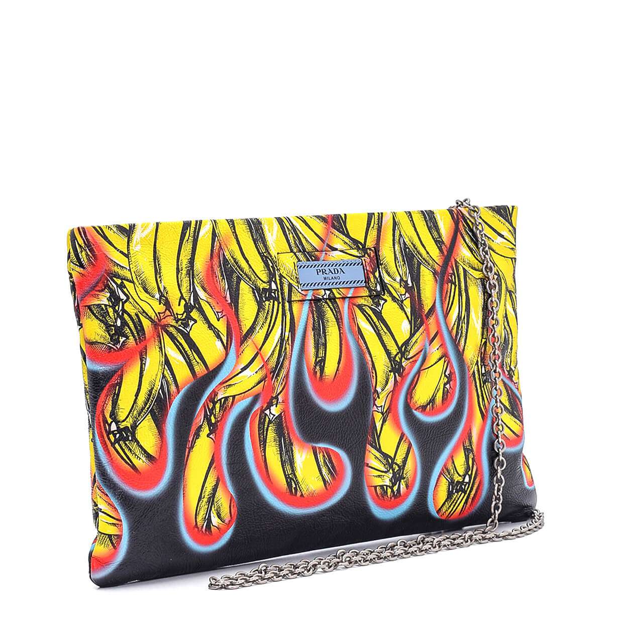 Prada - Multicolor Leather Bananas and Flames Clutch and Messenger Bag