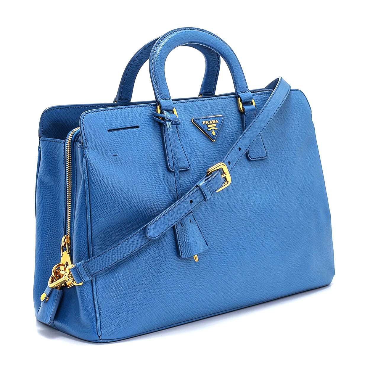 Prada - Blue Saffiano Leather Hand Bag 