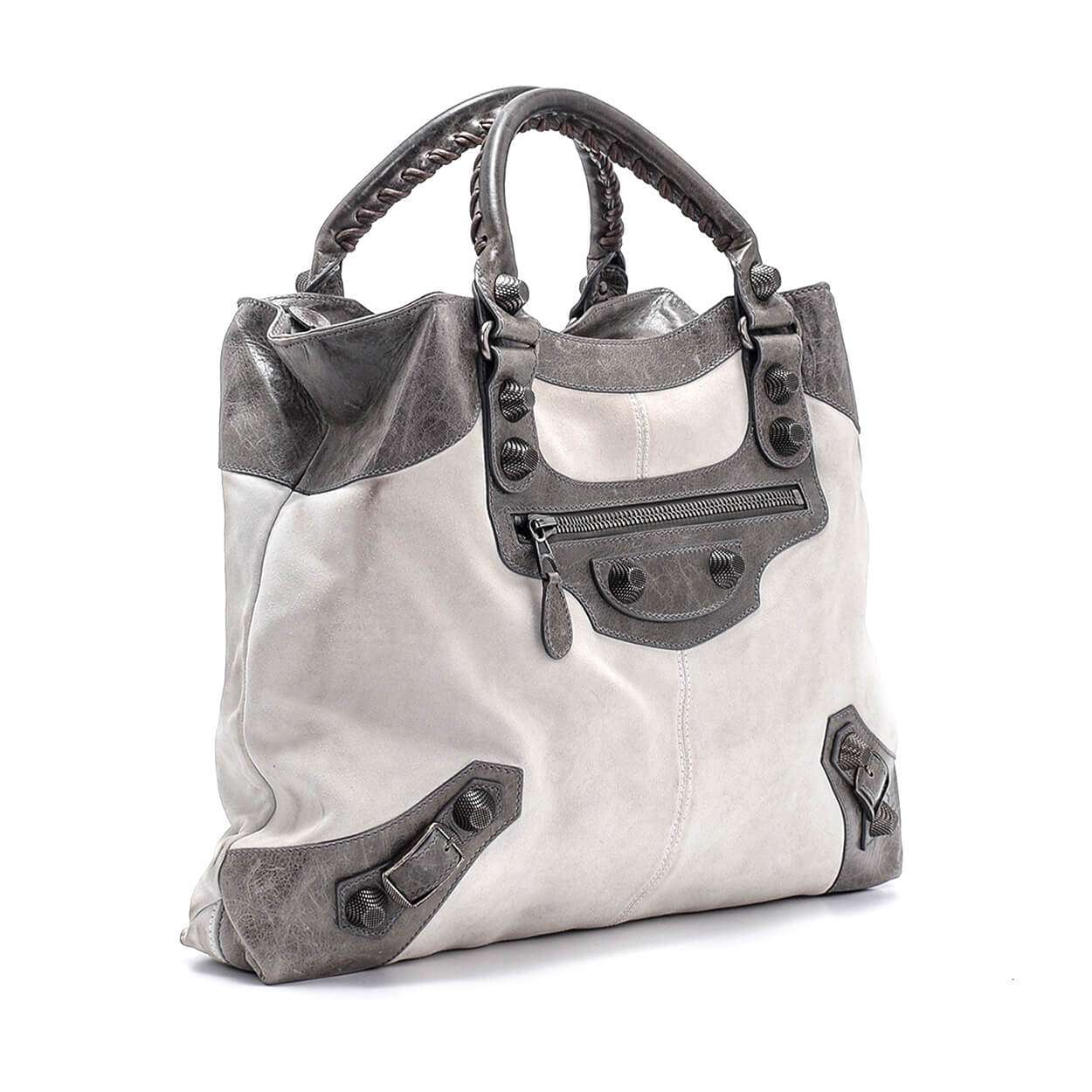 Balenciaga Grey Suede and Leather Giant Velo Bag