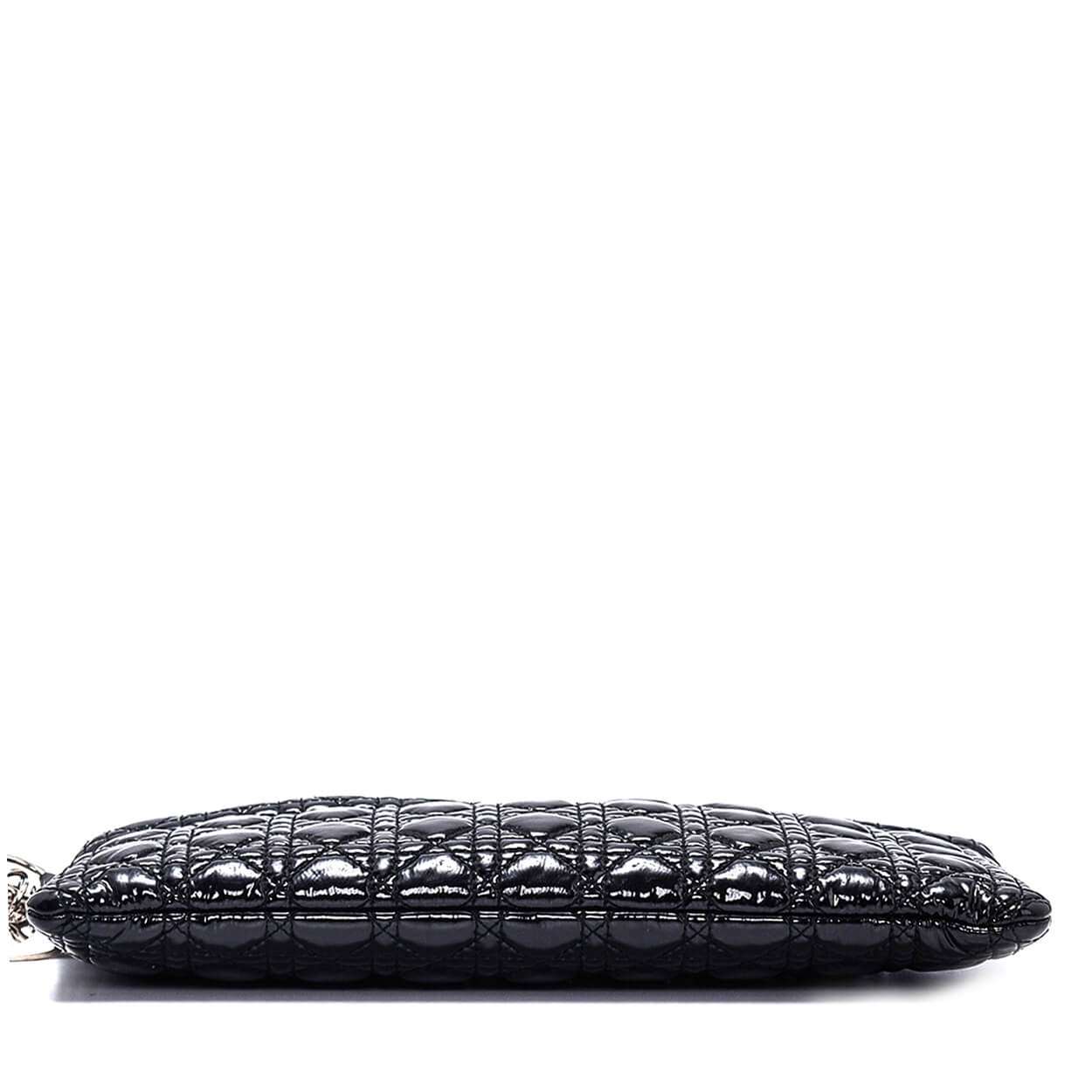 Christian Dior - Black Patent Cannage Quilted Leather Clutch