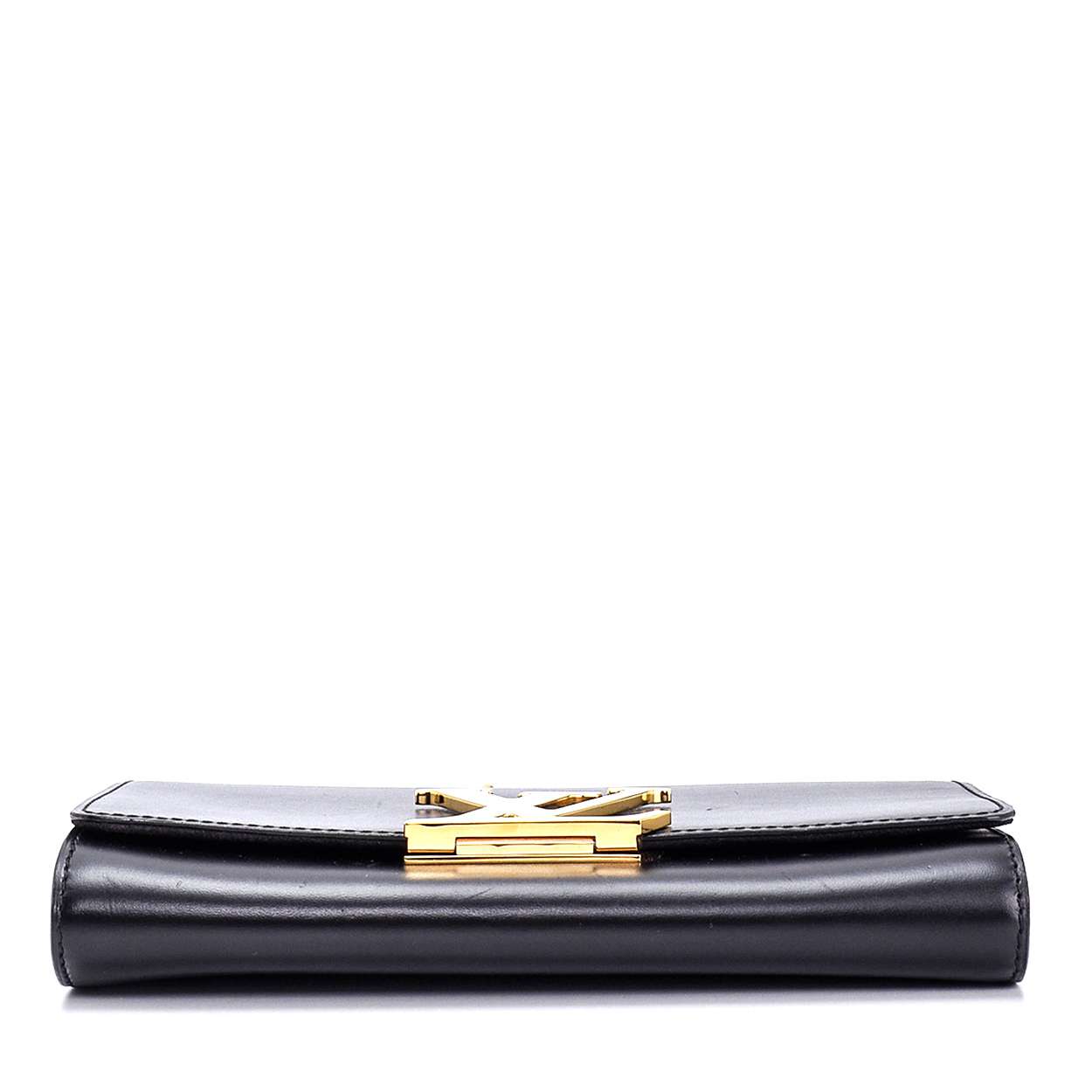 Louis Vuitton Black Leather Chain Louise MM Clutch Louis Vuitton