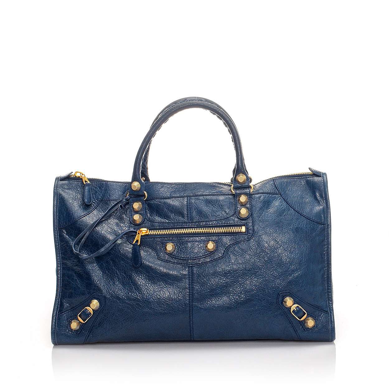 Balenciaga - Navy Blue Lambskin Leather Giant Work Bag