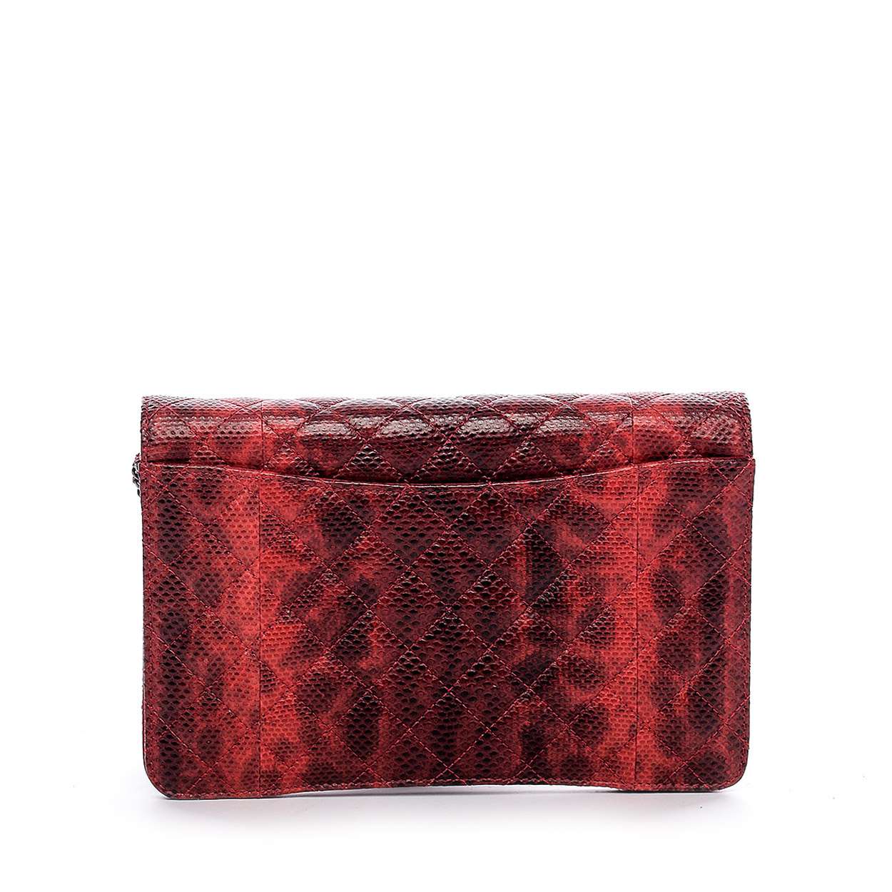 Chanel - Red Quilted Lizard Leather Messenger and Clutch Bag