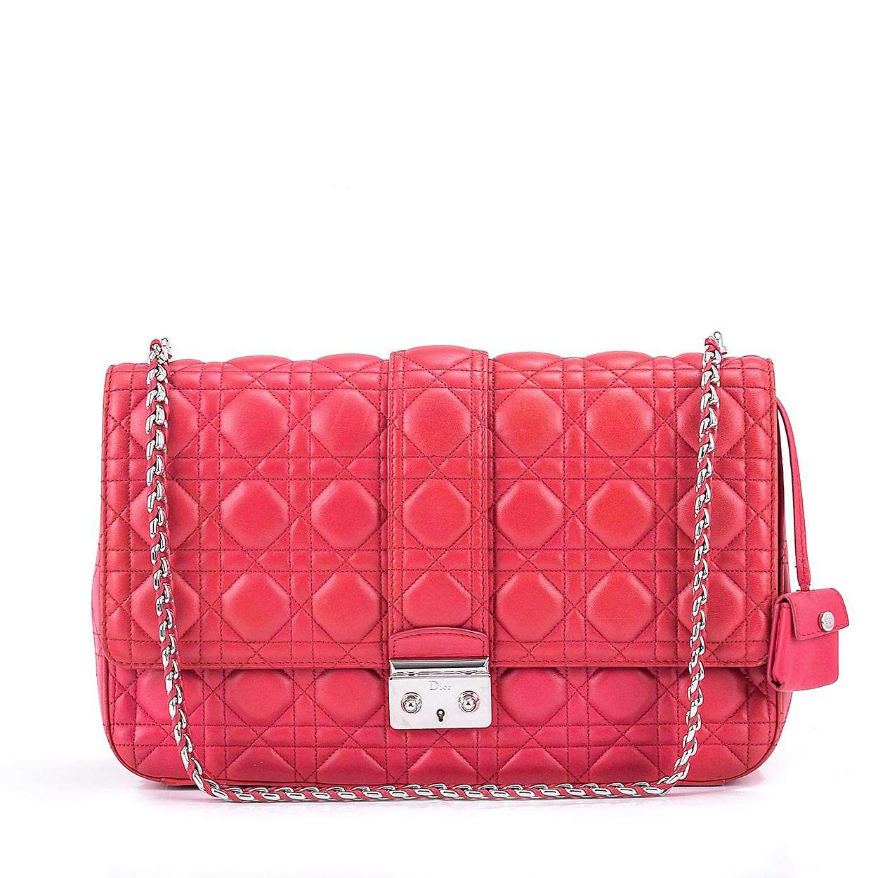 Christian Dior - Fuchsia Cannage Leather Small Flap Bag