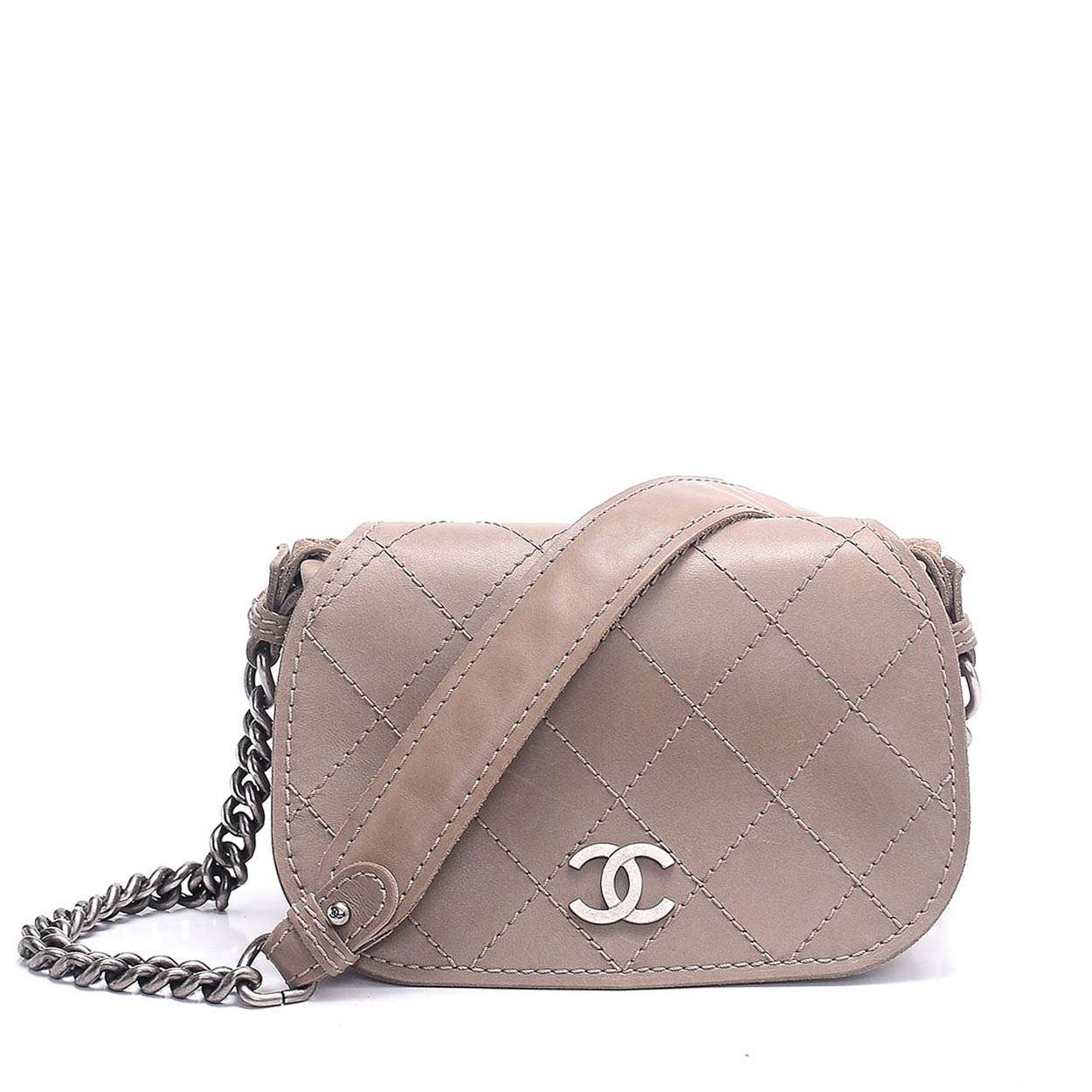 Chanel - Grey Quilted Lambskin Leather Mini Flap Bag