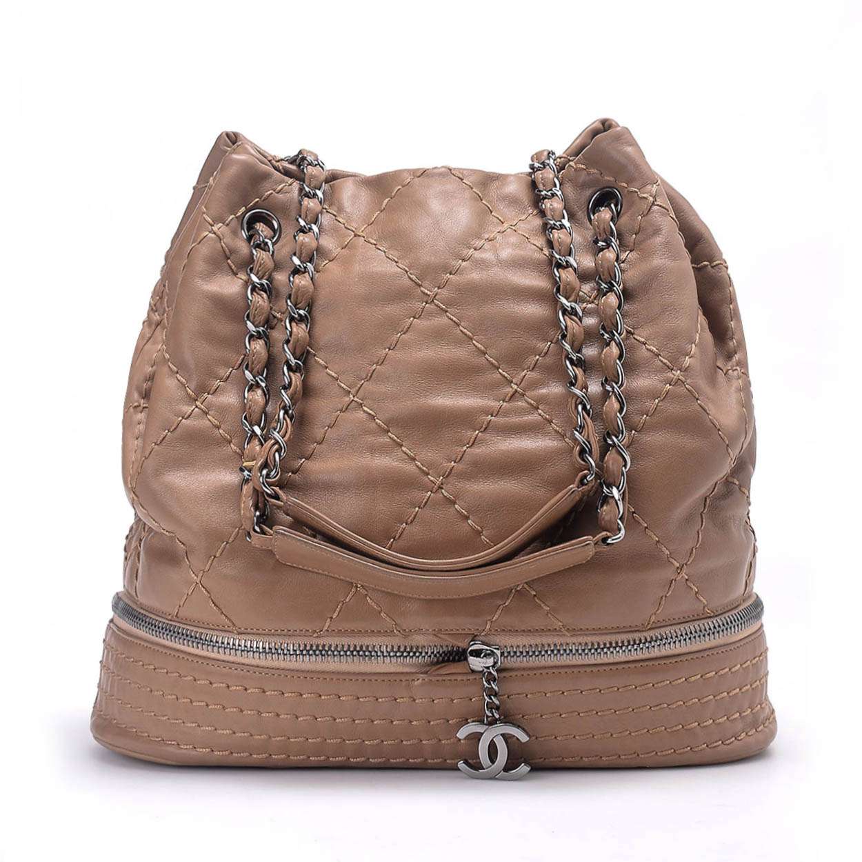 Chanel - Quilted Lambskin Leather Bucket Bag