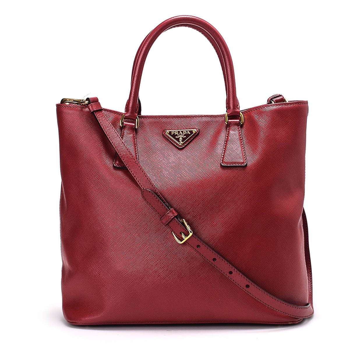 Prada - Red Saffiano Leather Medium Top Handle Bag