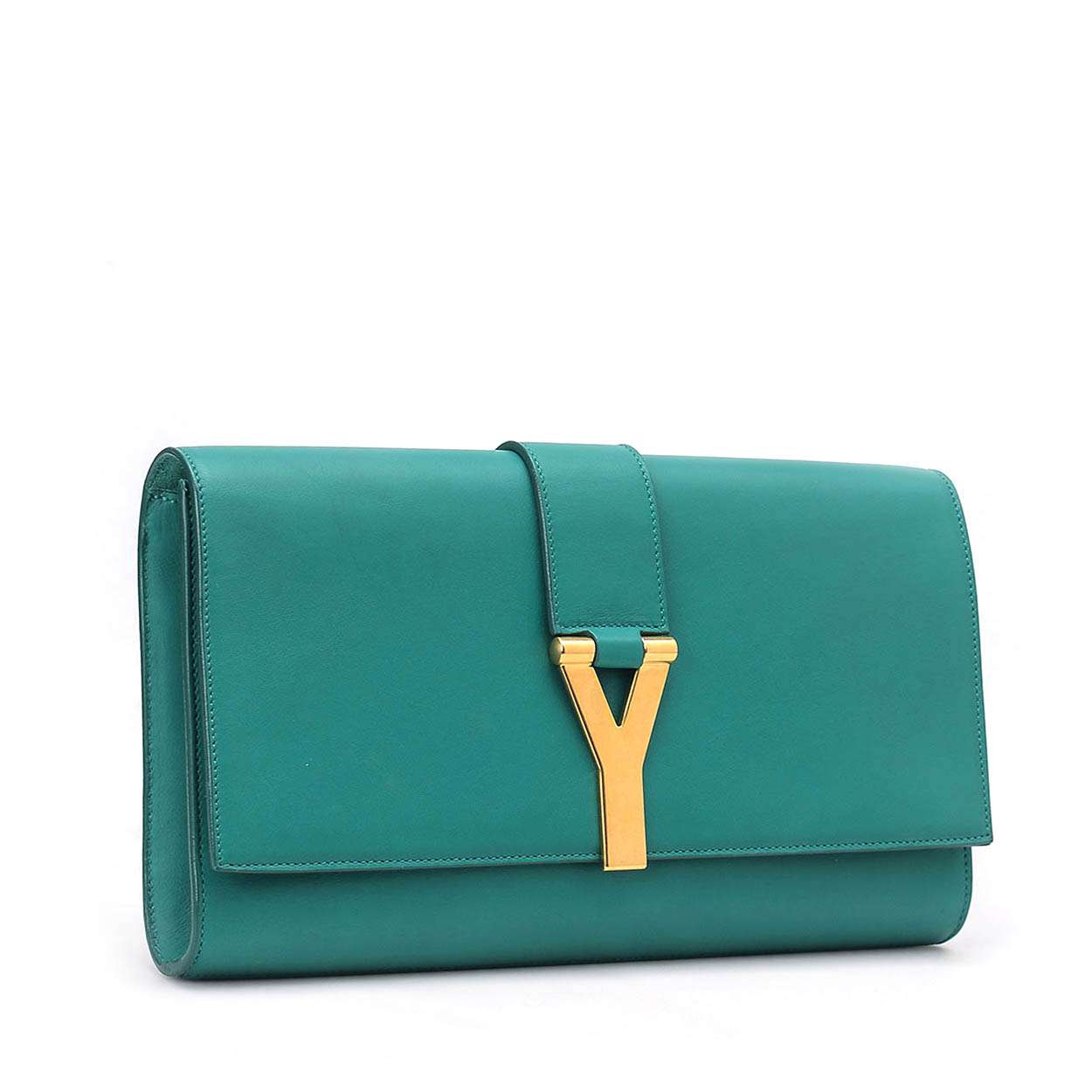 Yves Saint Laurent - Green Leather Sac Du Jour Clutch Bag
