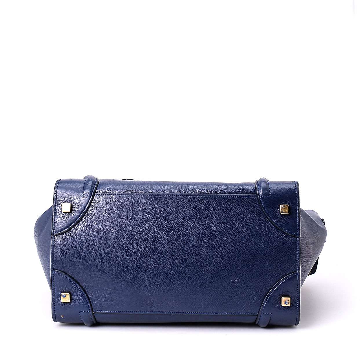 Celine - Navy Blue Leather Medium Luggage Tote Bag