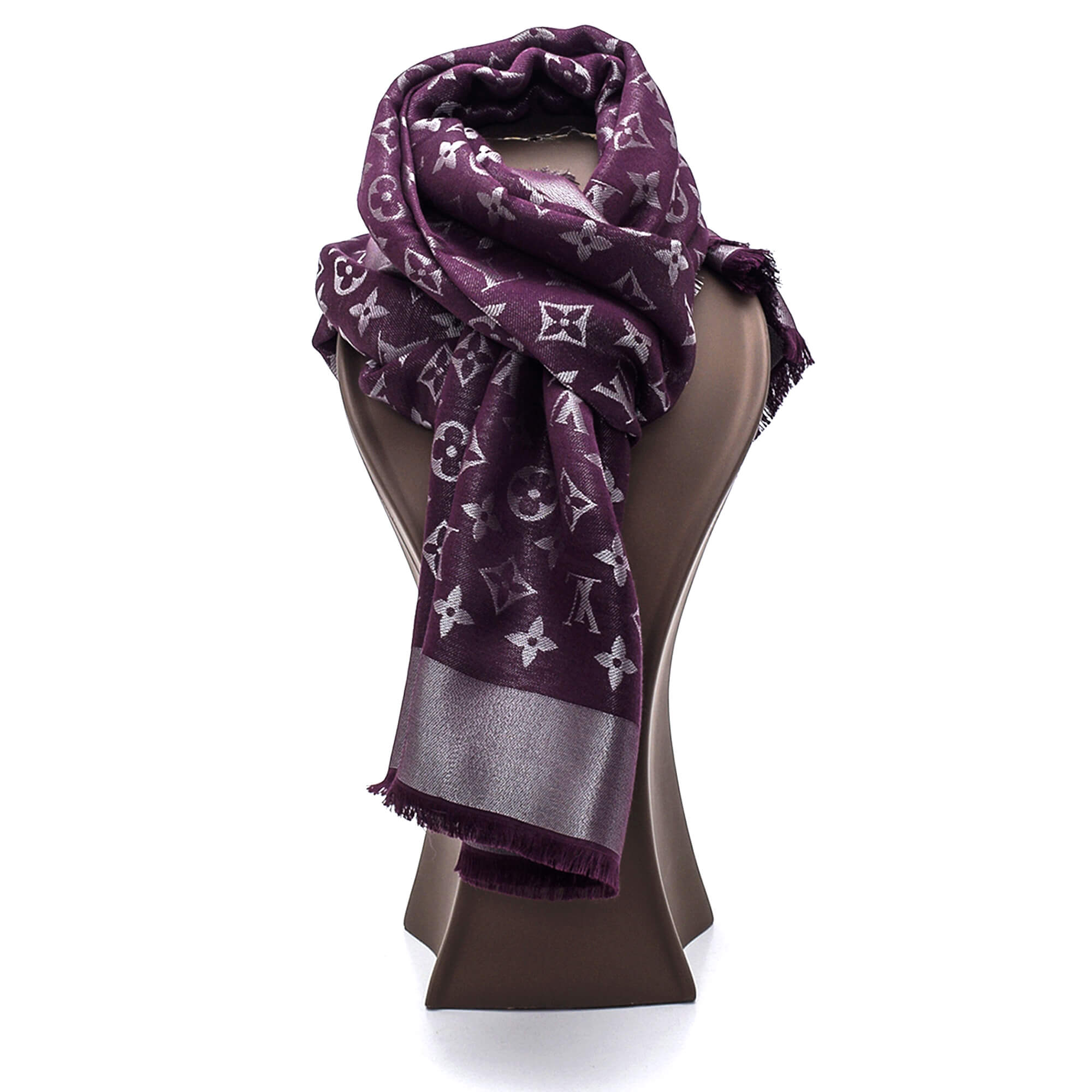 Louis Vuitton Monogram Classic Shawl Plum Silk