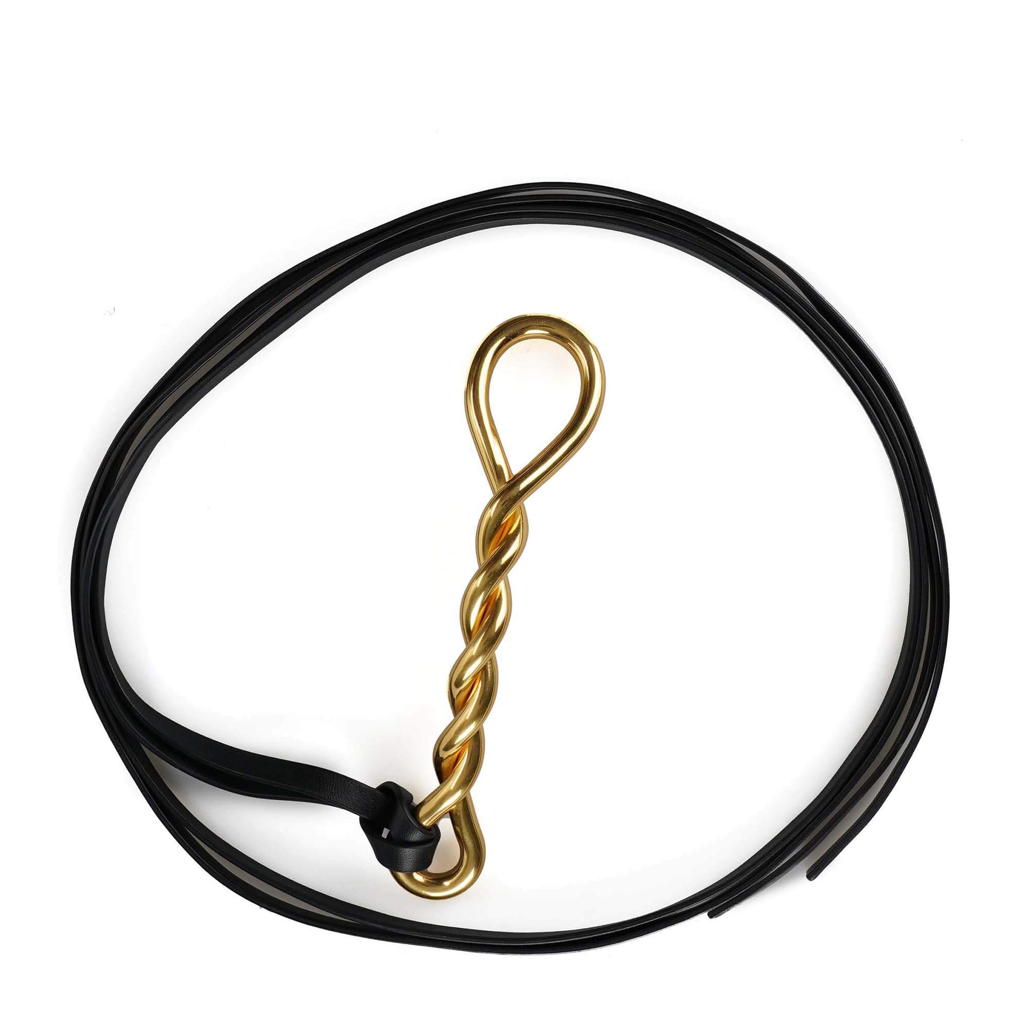 Bottega Veneta - Black Leather Gold Twist Buckle Belt