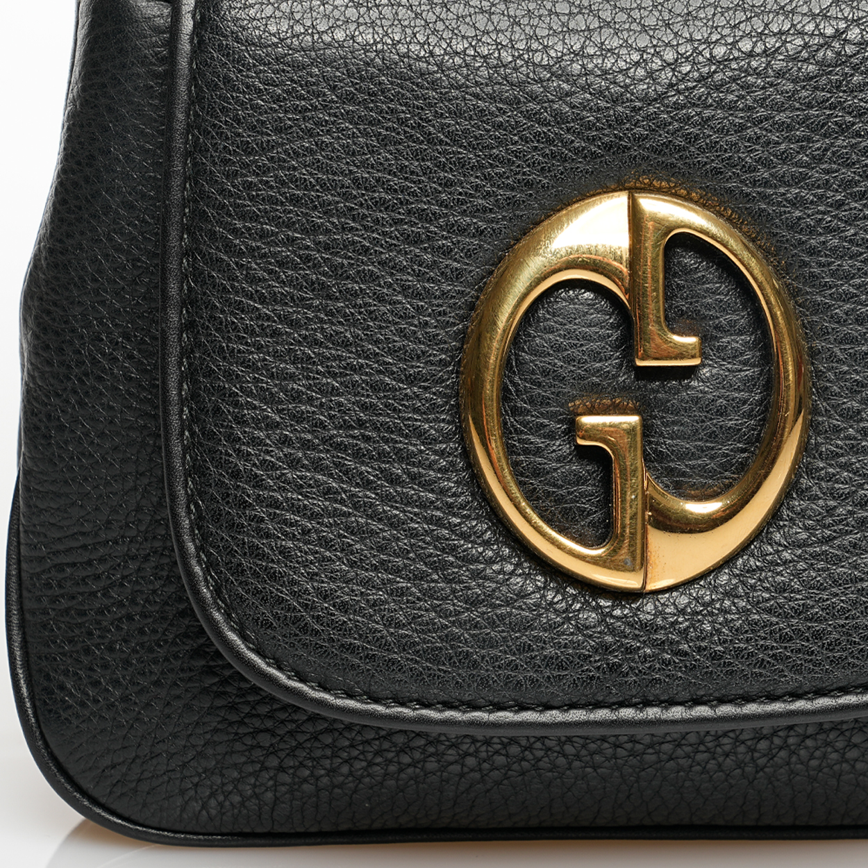 Gucci - Black Grained Leather 1973 Chain Purse Crossbody Bag