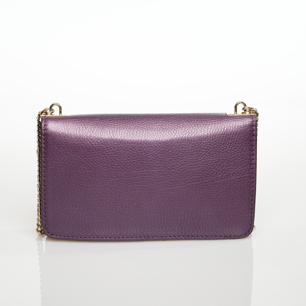 Gucci - Purple Grained Leather 1973 Interlocking Purse Crossbody Bag 