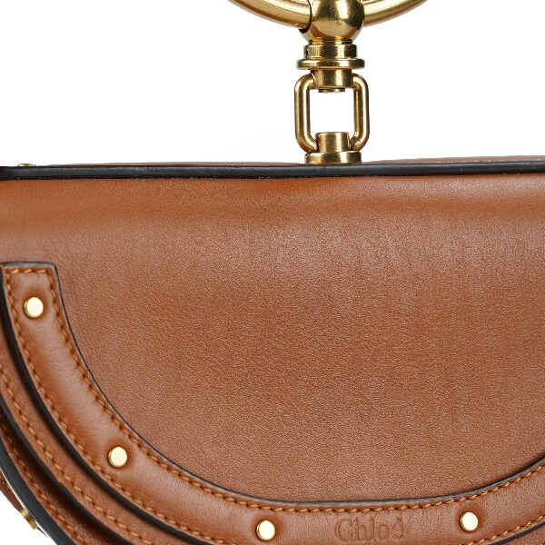 Chloe Brown Leather Small Nile Bracelet Minaudiere Crossbody Bag