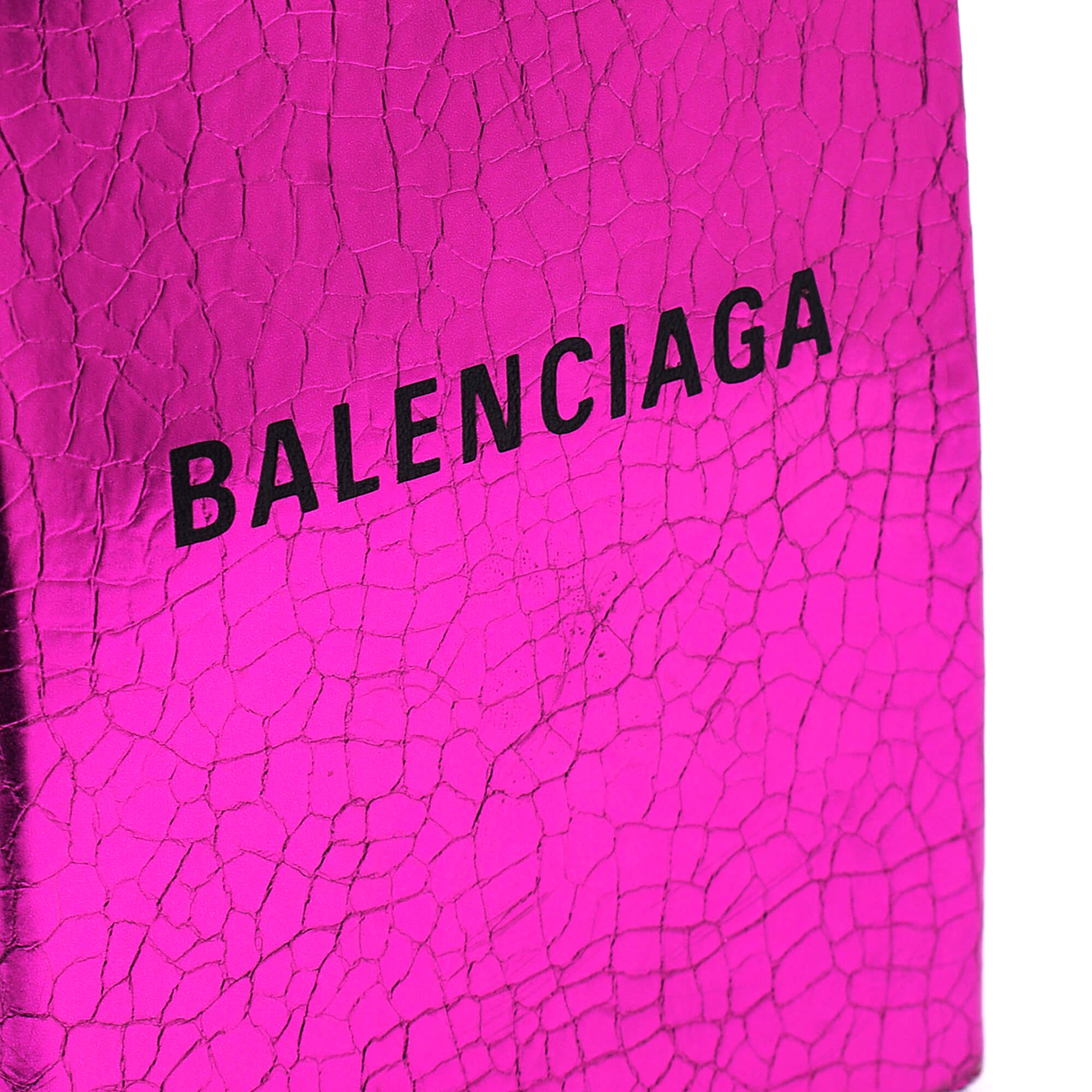 Balenciaga Monogram Nylon Calfskin Shift Clutch in Fuchsia