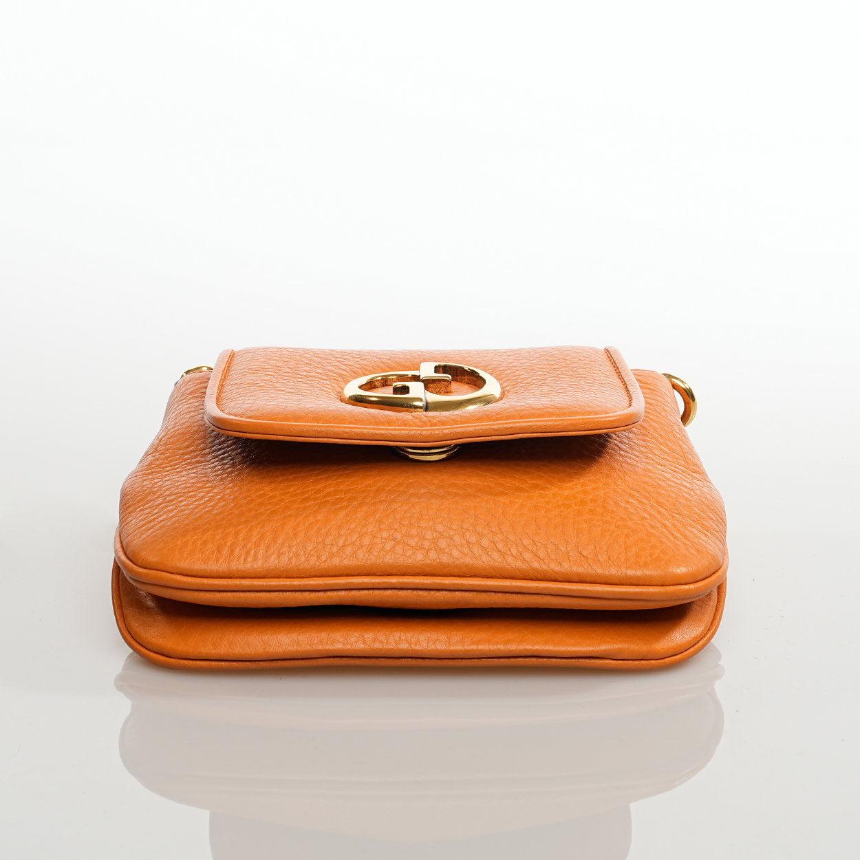 Gucci - Orange Grained Leather 1973 Chain Purse Crossbody Bag