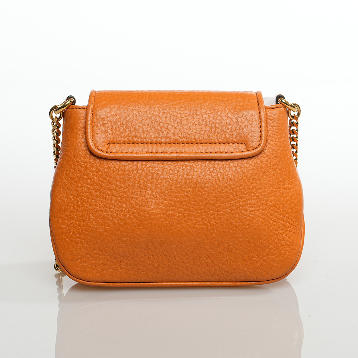 Gucci - Orange Grained Leather 1973 Chain Purse Crossbody Bag