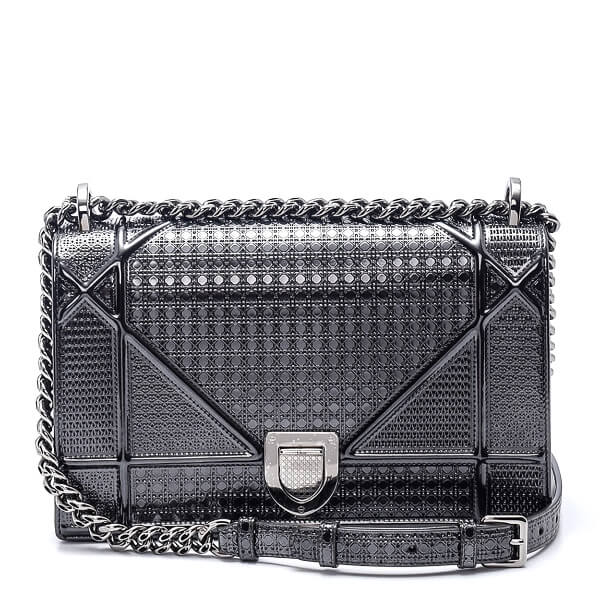 Christian Dior - Metallic Silver Calfskin Leather Dioroma Flap Bag