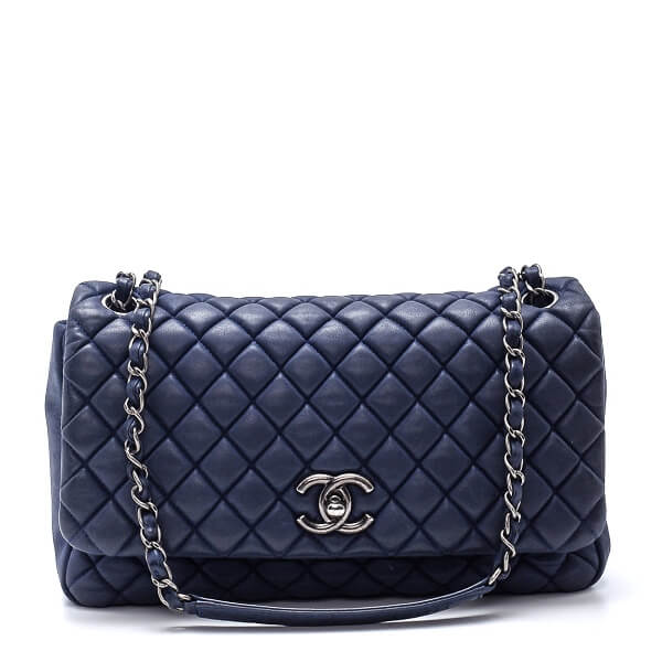 Chanel - Navy Blue Quilted Nubuck Leather Flap Bag