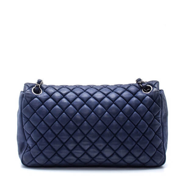 Chanel - Navy Blue Quilted Nubuck Leather Flap Bag