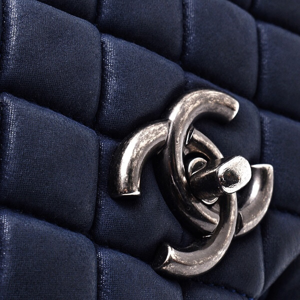 Chanel - Navy Blue Quilted Nubuck Leather Flap Bag