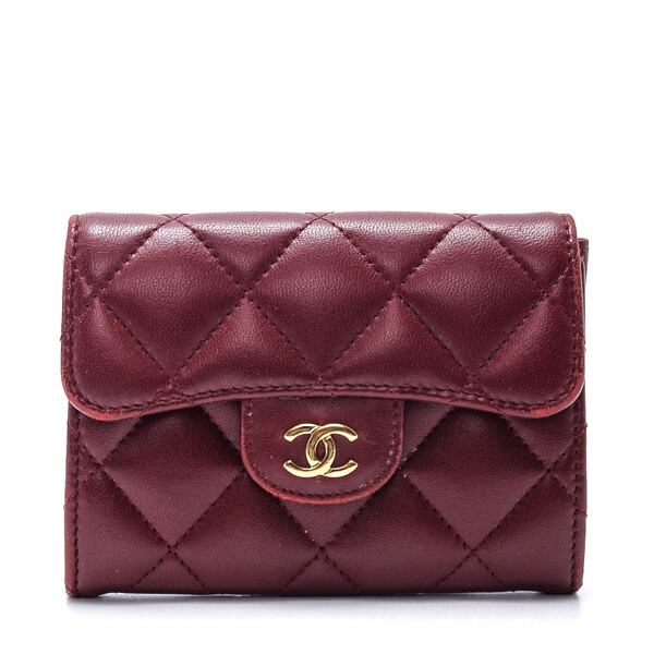 Chanel - Bordeaux Quilted Lambskin Leather Classic Card Holder