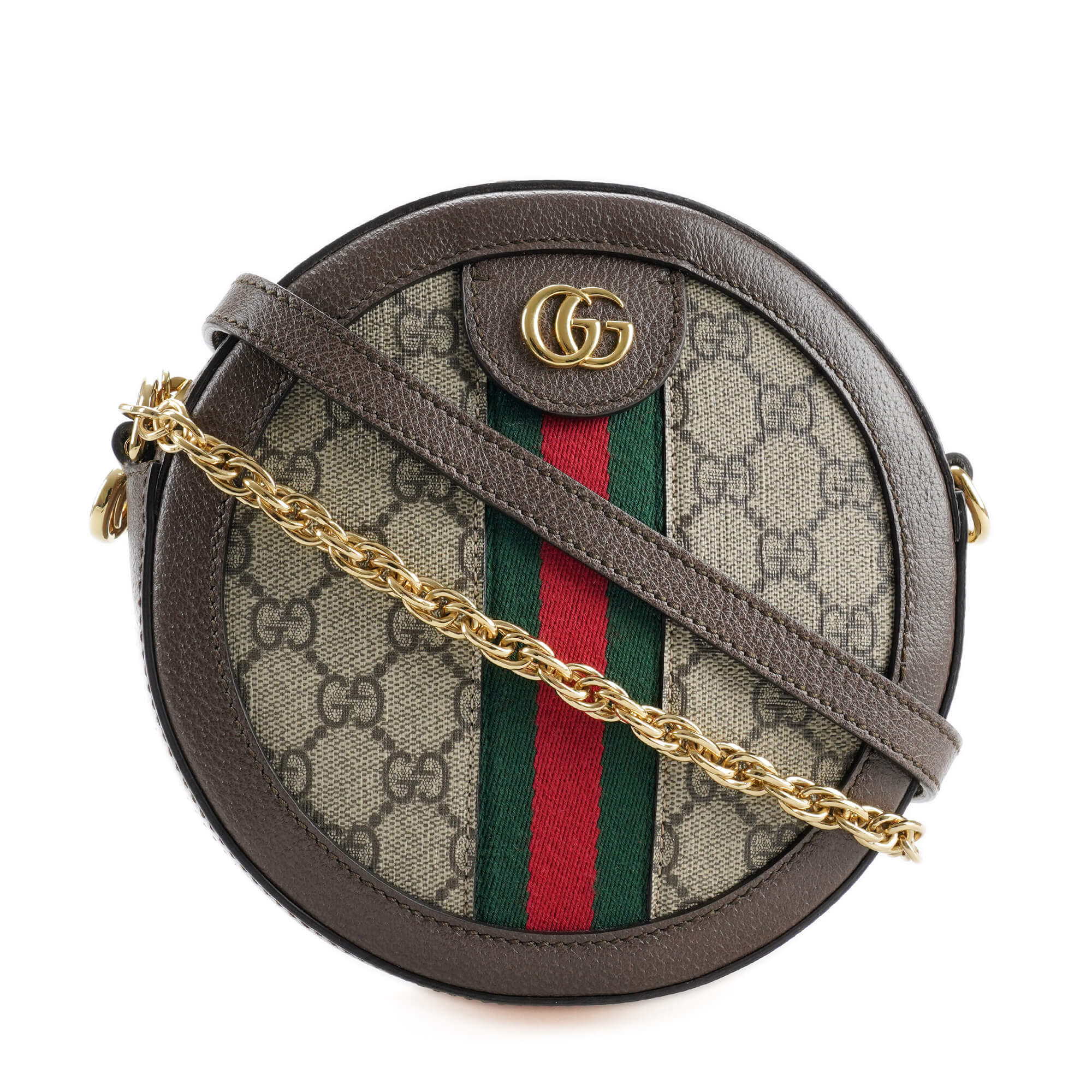 Beige / Ebony GG Supreme Ophidia Mini Round Shoulder Bag