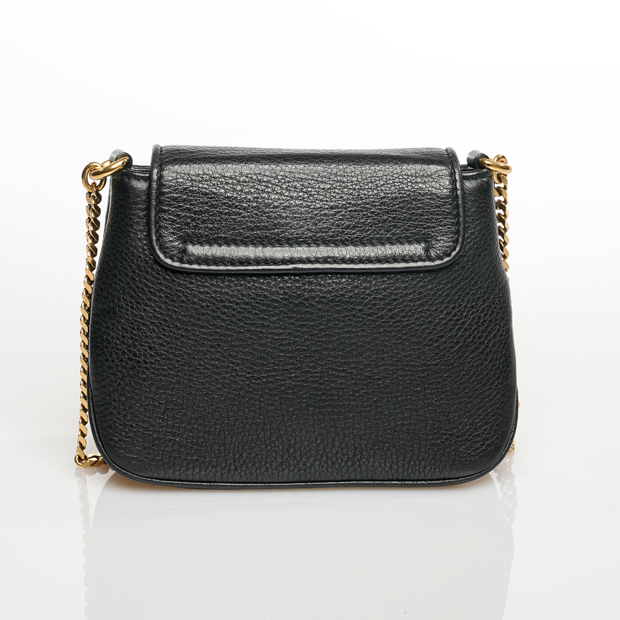 Gucci - Black Grained Leather 1973 Chain Purse Crossbody Bag