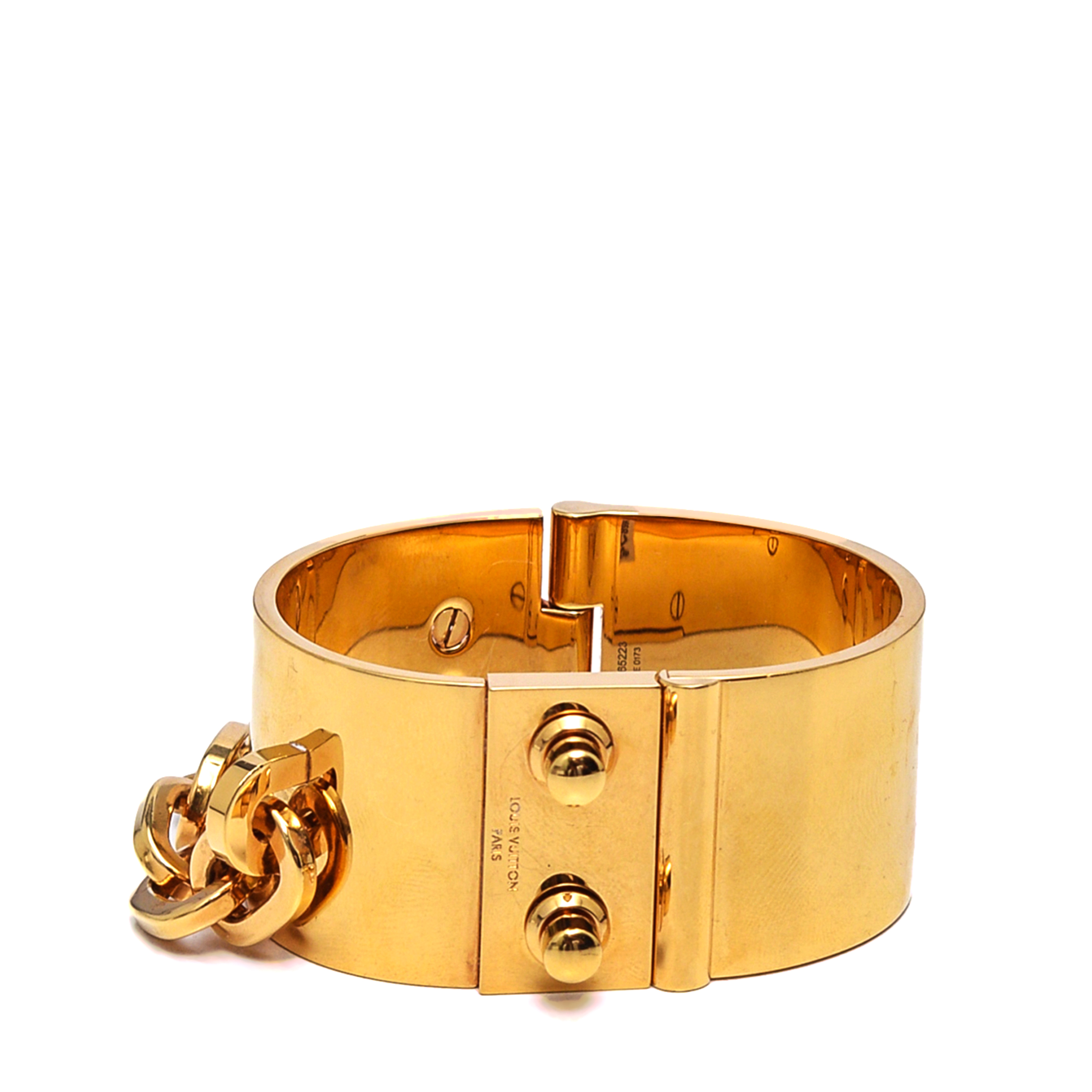 Louis Vuitton - Gold Tone Manchet Lock Me Chain Cuff Bracelet