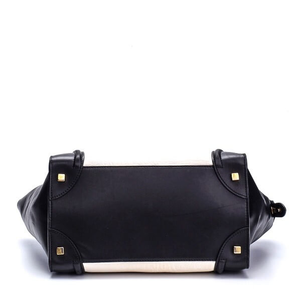 Celine - Black and White Leather Medium Luggage Tote Bag